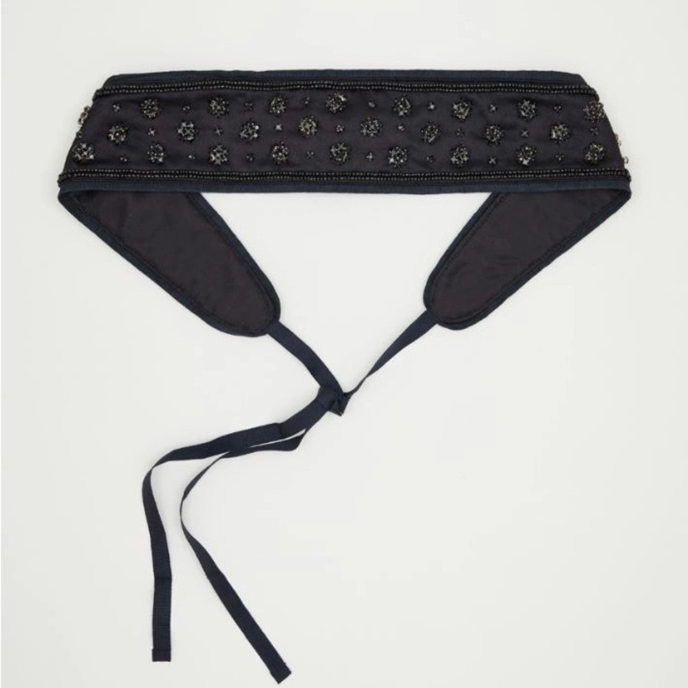 NWOT Max&Co by Max Mara Label-cut Jewel-embroidered Belt Size: OS Black